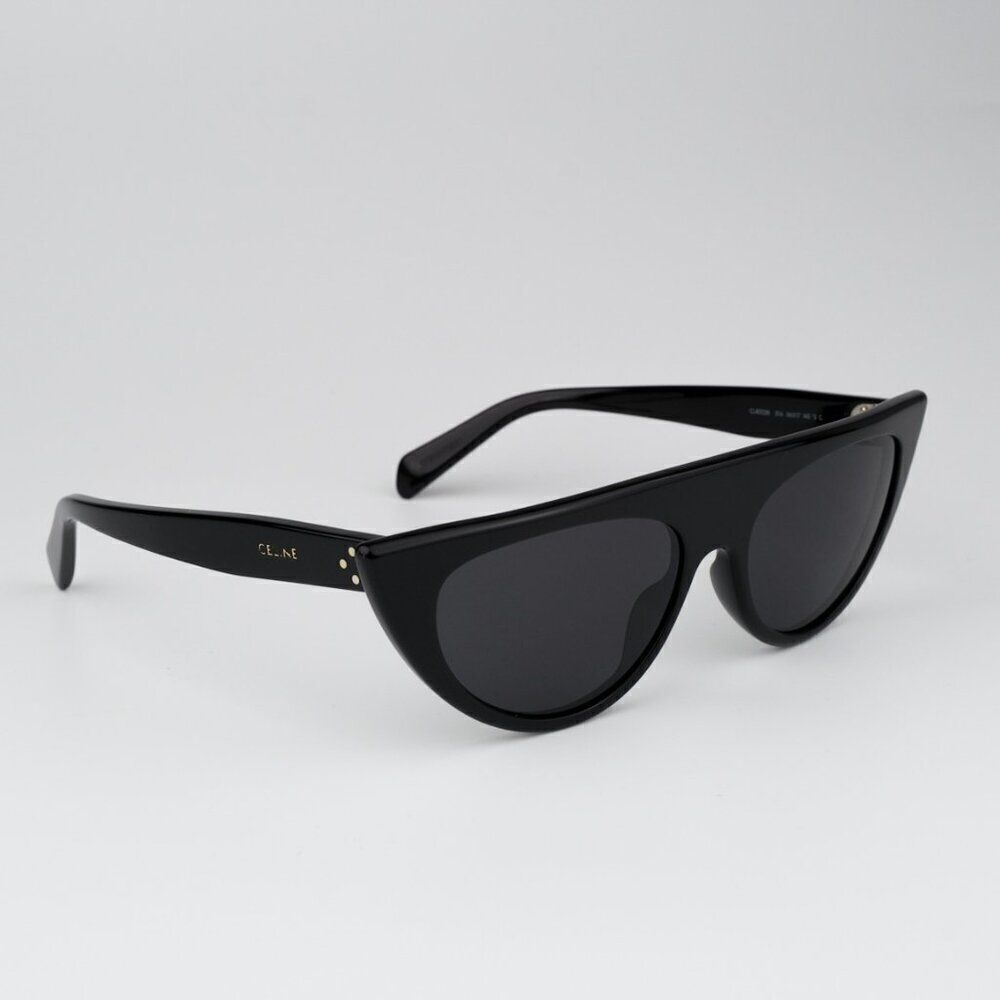 NEW Celine CL40228I 01A Shiny Black Smoke Grey Geometric Women Sunglasses - Picture 8 of 13